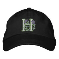 Flower Monogram Initial H embroidered hats