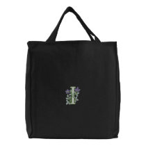 Flower Monogram Initial I embroidered bags by Embroidery4U Flower Monogram Initial I embroidered bags