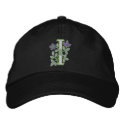 Flower Monogram Initial I embroidered hats