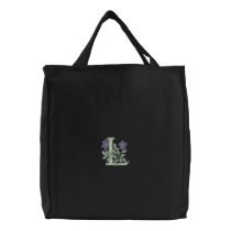Flower Monogram Initial L embroidered bags