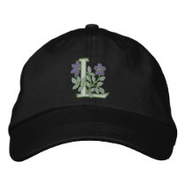 Flower Monogram Initial L embroidered hats by Embroidery4U Flower Monogram Initial L embroidered hats