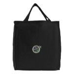 Flower Monogram Initial O Embroidered Tote Bags
