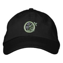 Flower Monogram Initial O embroidered hats