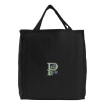 Flower Monogram Initial P embroidered bags by Embroidery4U Flower Monogram Initial P embroidered bags