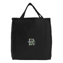 Flower Monogram Initial R embroidered bags