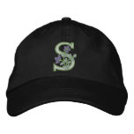 Flower Monogram Initial S embroidered hats
