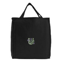 Flower Monogram Initial U embroidered bags by Embroidery4U Flower Monogram Initial U embroidered bags