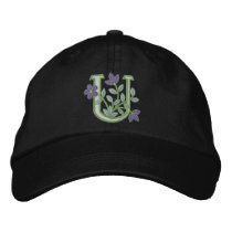 Flower Monogram Initial U embroidered hats by Embroidery4U Flower Monogram Initial U embroidered hats