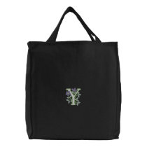 Flower Monogram Initial Y embroidered bags