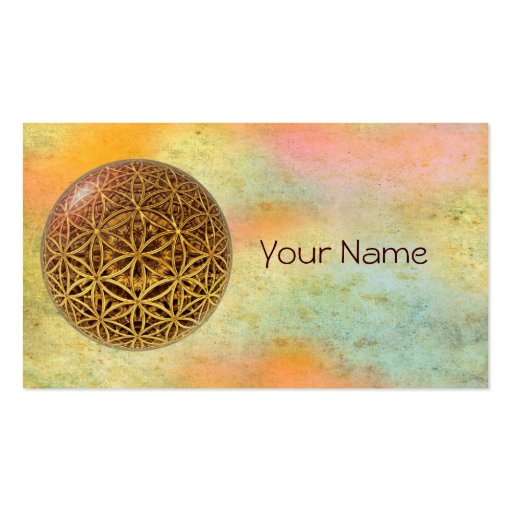 Flower Of Life / Blume des Lebens - ball grid gold Business Card Templates (front side)