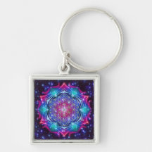 FLOWER OF LIFE/Blume des Lebens Mandala IV Square Key Chains