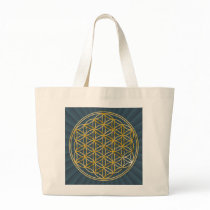 Flower OF Life | gold big/darg blue radially BG Tote Bag