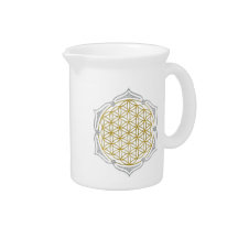 Flower Of Life - Lotus gold silver Beverage Pitcher