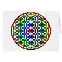 Flower of Life (rainbow) sacred geometry symbol Greeting Cards