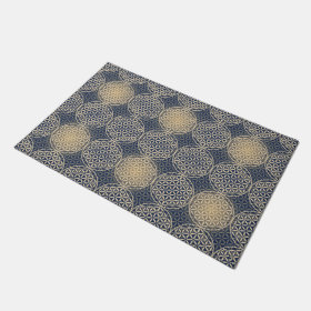 Flower of Life - stamp pattern - blue sand Doormat