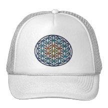 Flower of Life (yellow orange blue gradient) Mesh Hats