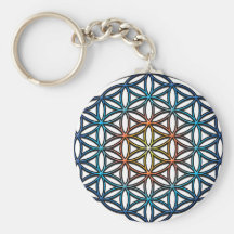 Flower of Life (yellow orange blue gradient) Keychains
