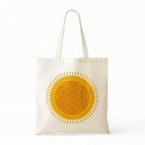 Flower Of Life - yellow sunny Tote Bags