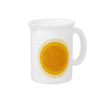 Flower Of Life - yellow sunny Beverage Pitchers