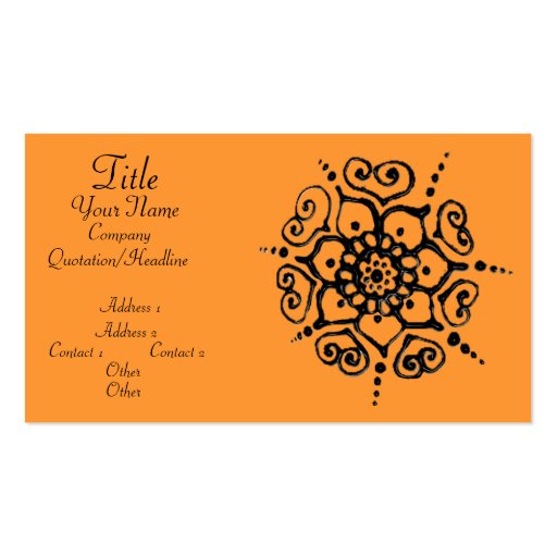 Flower Of Love (Henna) Business Card Templates (front side)