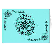Flower Of Love (Henna) (Turqoise) Greeting Cards