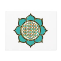 Flower of the life Lotus - turquoise/transparency Post Cards
