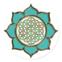 Flower of the life Lotus - turquoise/transparency Stickers