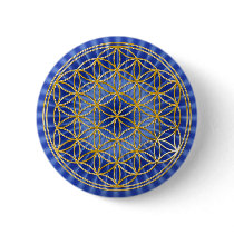 Flower of the life | small blue radially BG Pinback Buttons