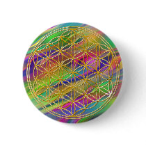 Flower of the life | small waves coloured BG Pinback Buttons