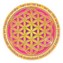 Flower of the life with Moola mantra Round Stickers