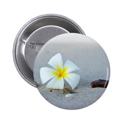 Flower on beach pinback button
