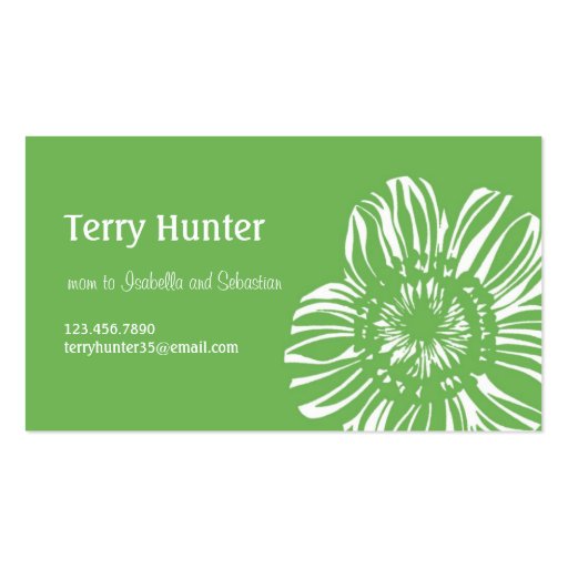 Flower on Green Background Business Card (front side)