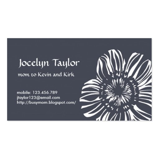 Flower on Grey Background Business Cards (front side)