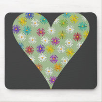 Flower Pattern Green Heart mousepads