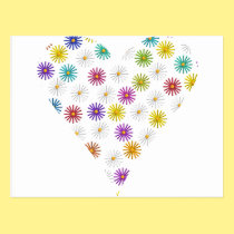 Flower Pattern Heart postcards