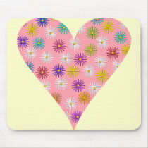 Flower Pattern Pink Heart mousepads