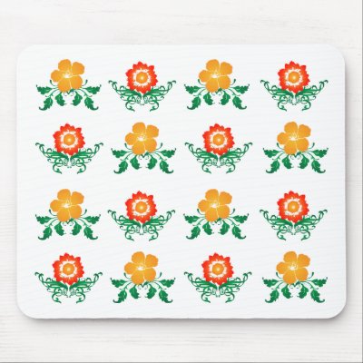 Flower Pattern: Vector Drawing: Mouse Pads by spiritswitchboard