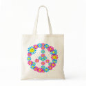 Flower Peace Sign w/Smiley Faces bags by ifbabycouldtalk Flower Peace Sign w/Smiley Faces bags