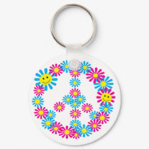 Flower Peace Sign w/Smiley Faces keychains by ifbabycouldtalk Flower Peace Sign w/Smiley Faces keychains