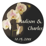 Flower phalaenopsis orchid wedding favor label round sticker