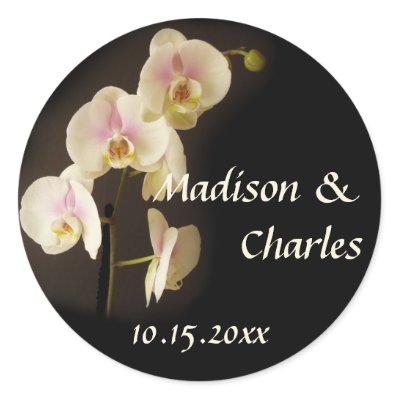 Small Jars  Wedding Favors on Flower Phalaenopsis Orchid Wedding Favor Label Round Sticker From