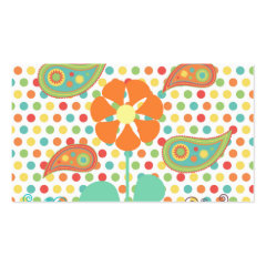 Flower Polka Dots Paisley Spring Whimsical Gifts Business Card Template