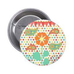Flower Polka Dots Paisley Spring Whimsical Gifts Pinback Button