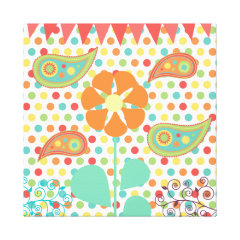 Flower Polka Dots Paisley Spring Whimsical Gifts Canvas Print
