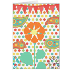 Flower Polka Dots Paisley Spring Whimsical Gifts Greeting Card