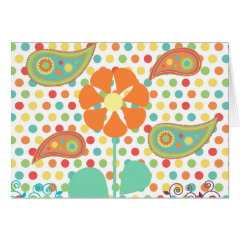 Flower Polka Dots Paisley Spring Whimsical Gifts Greeting Cards
