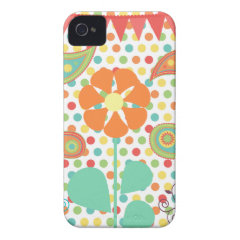 Flower Polka Dots Paisley Spring Whimsical Gifts Case-Mate iPhone 4 Cases