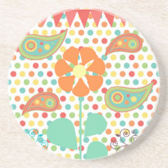 Flower Polka Dots Paisley Spring Whimsical Gifts Coasters