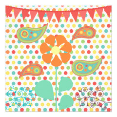 Flower Polka Dots Paisley Spring Whimsical Gifts Announcements