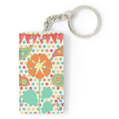 Flower Polka Dots Paisley Spring Whimsical Gifts Acrylic Keychain
